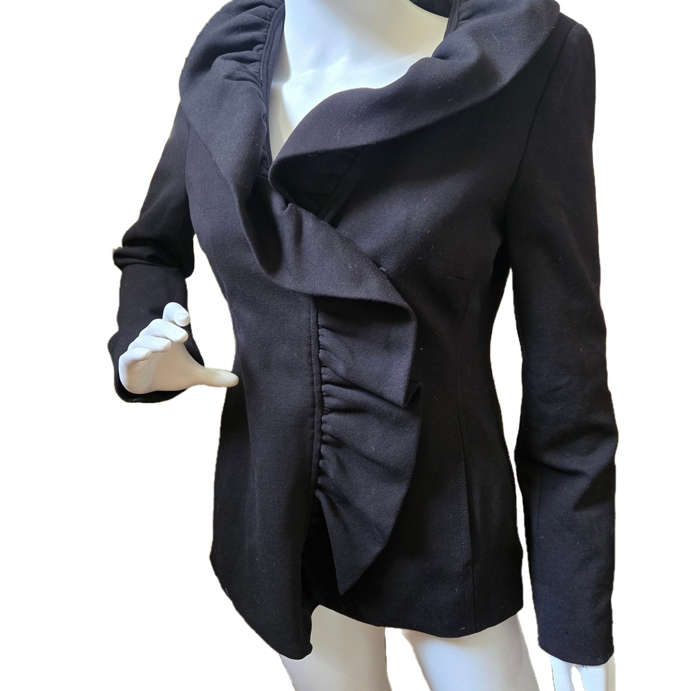 INC International Concepts Elegant Black Ruffle Blazer
